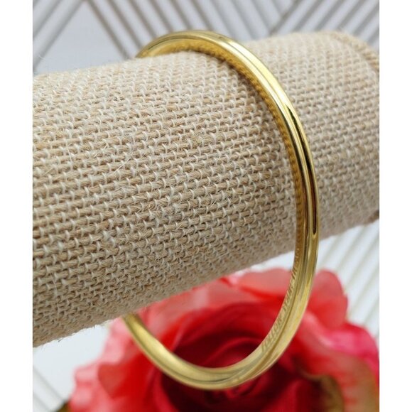 Gold Tone Signed Cuff Bracelet Well Made Engraved Follow Your Heart - Picture 4 of 12